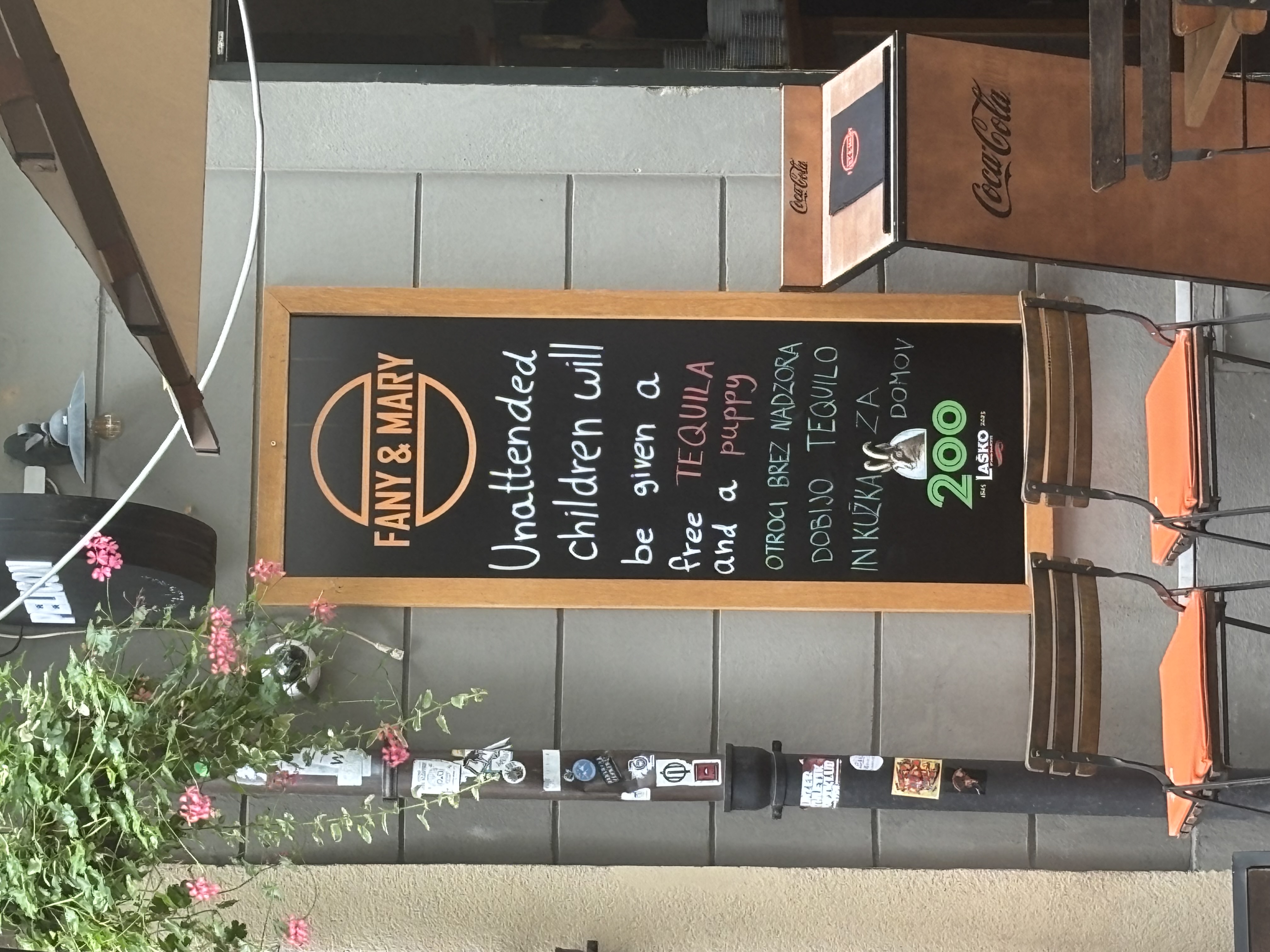 Ljubljana restaurant message